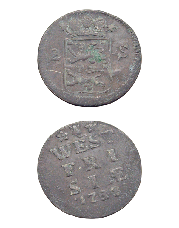 Netherlands › Dutch Republic › West Friesland 2 Stuivers 1733 "Double Wapenstuiver" WEST/FRISIA; arms Ref: KM# 106.2, Ver# 75.4, itemnumber: W5182
