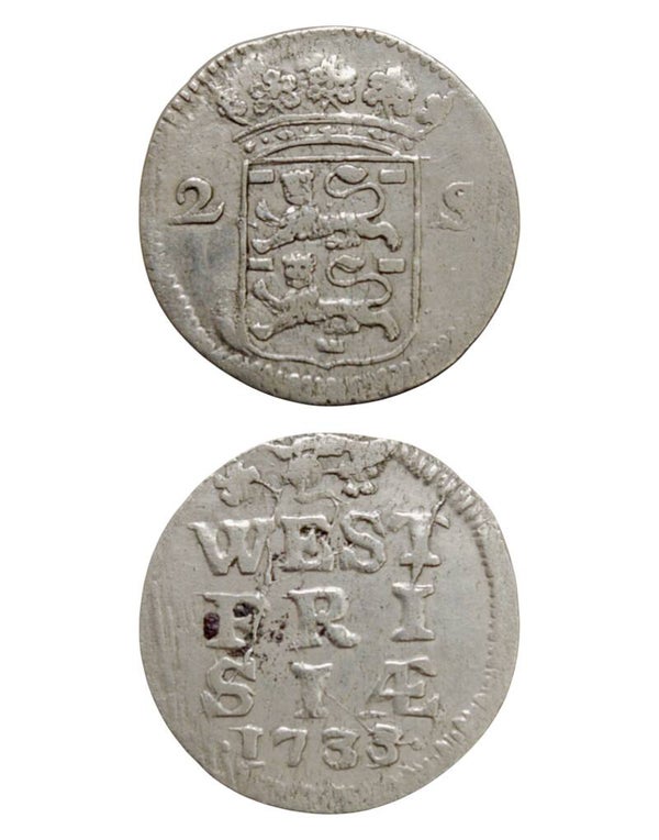 Netherlands › Dutch Republic › West Friesland 2 Stuivers 1733 "Double Wapenstuiver" WEST/FRISIA; arms Ref: KM# 106.2, Ver# 75.4, itemnumber: W5182