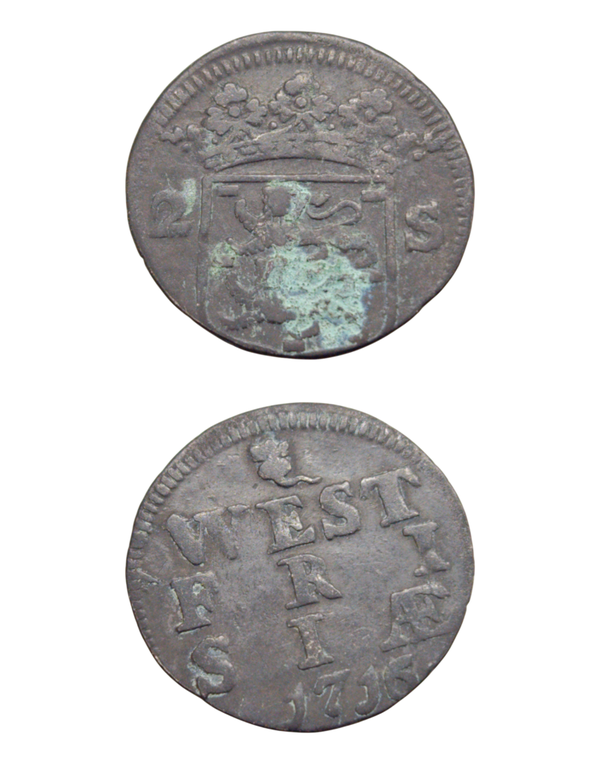 Netherlands › Dutch Republic › West Friesland 2 Stuivers 1716 "Double Wapenstuiver" WEST/FRISIA; arms Ref: KM# 106.2, Ver# 75.4, itemnumber: W5184