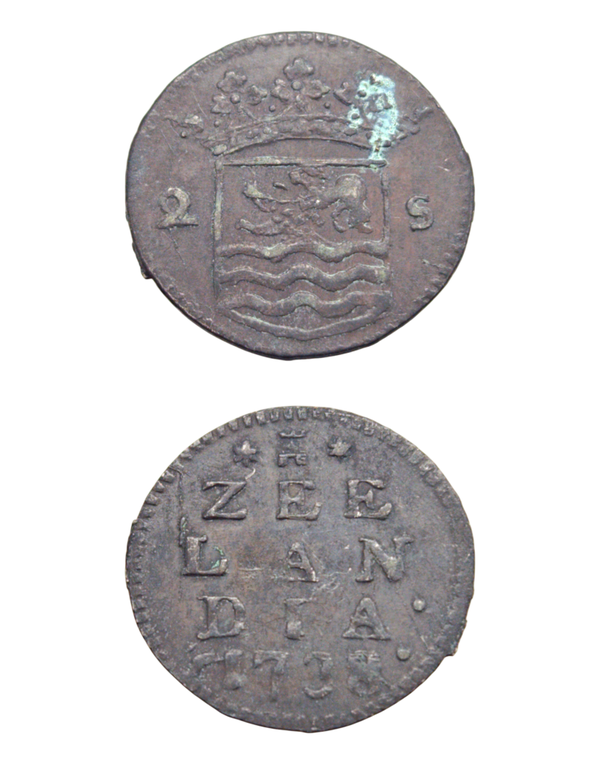 Netherlands › Dutch Republic › Zeeland 2 Stuivers 1738 "Double Wapenstuiver" Ref: KM# 59, Ver# 94.7, itemnumber: W5187