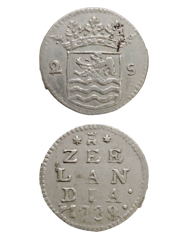 Netherlands › Dutch Republic › Zeeland 2 Stuivers 1738 "Double Wapenstuiver" Ref: KM# 59, Ver# 94.7, itemnumber: W5187