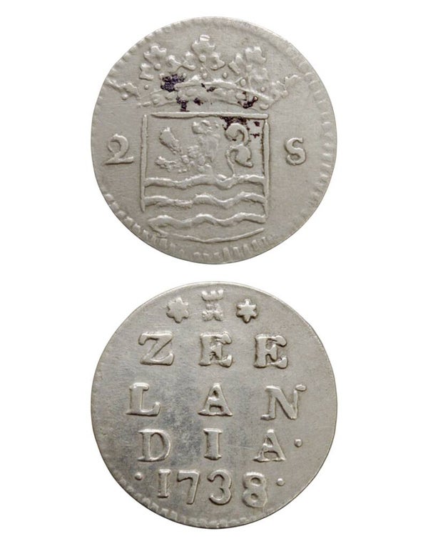 Netherlands › Dutch Republic › Zeeland 2 Stuivers 1738 "Double Wapenstuiver" Ref: KM# 59, Ver# 94.7, itemnumber: W5189