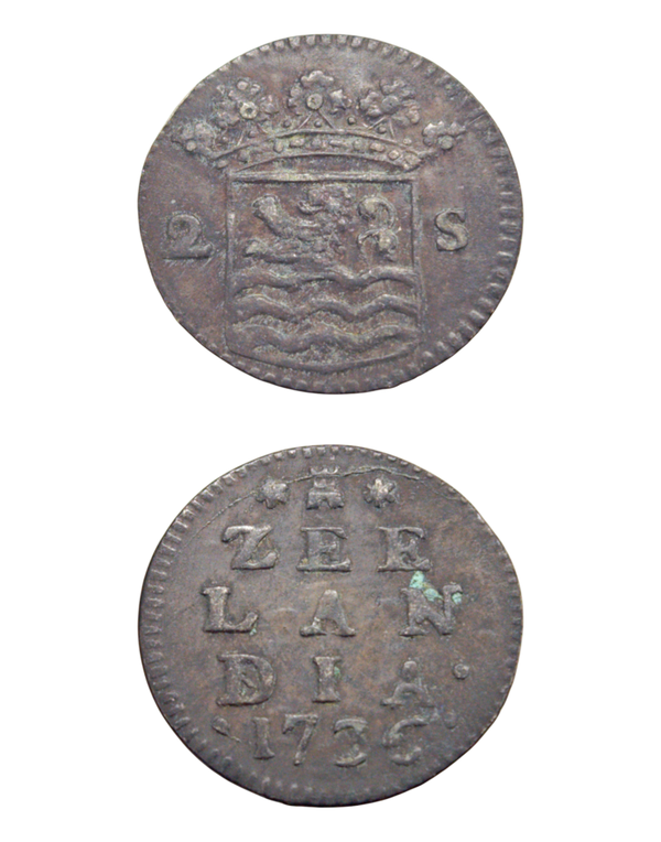 Netherlands › Dutch Republic › Zeeland 2 Stuivers 1736 "Double Wapenstuiver" Ref: KM# 59, Ver# 94.7, itemnumber: W5193