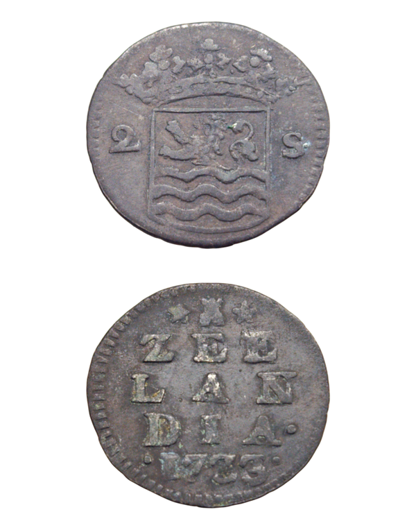 Netherlands › Dutch Republic › Zeeland 2 Stuivers 1733 Overdate 1723 "Double Wapenstuiver" Ref: KM# 59, Ver# 94.7, itemnumber: W5198