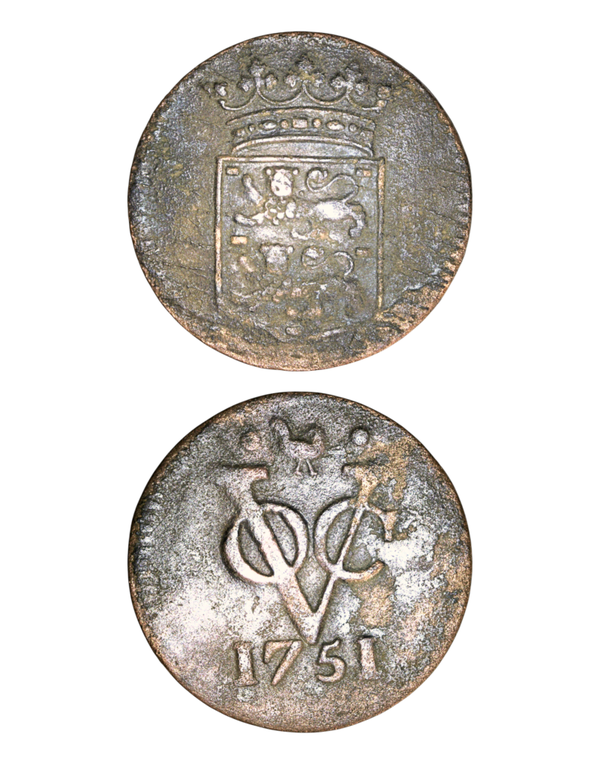 Netherlands East Indies (1601-1949) 1 Duit 1751, West Friesland Hoorn, Teunis Kist, cock, 1741-1761 Ref: KM# 131, Passon 15,12, itemnumber: W5226