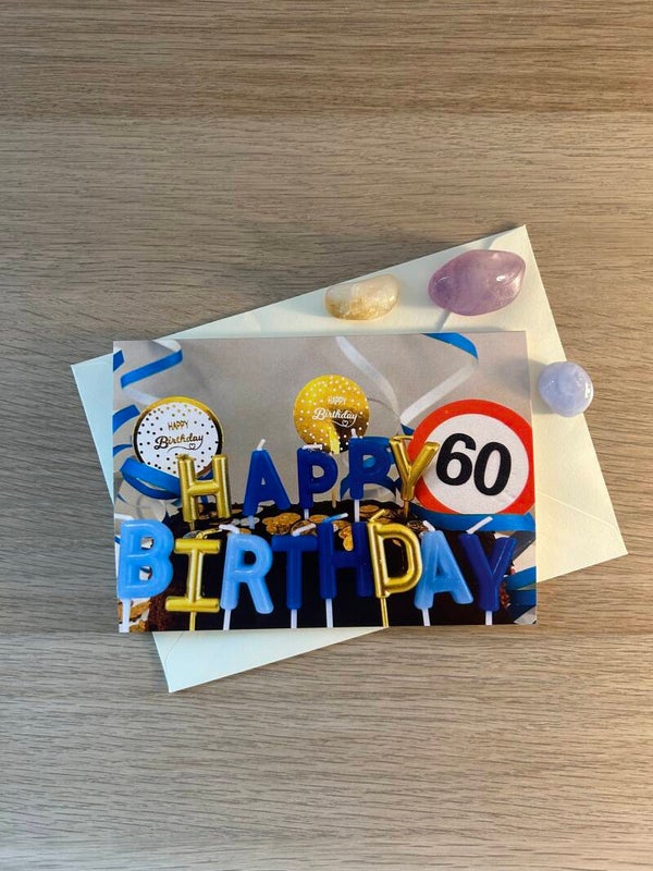 60. Geburtstag blaue Postkarte