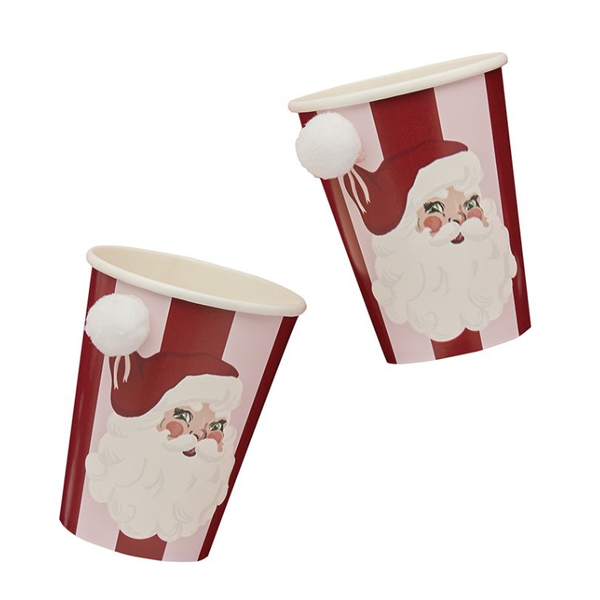 VINTAGE SANTA CUPS WITH POMPOM