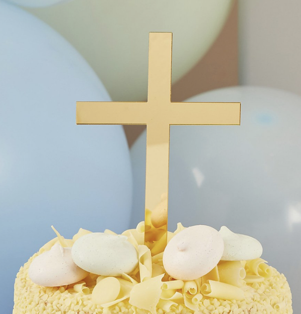 GOLD CROSS ACRYLIC TOPPER