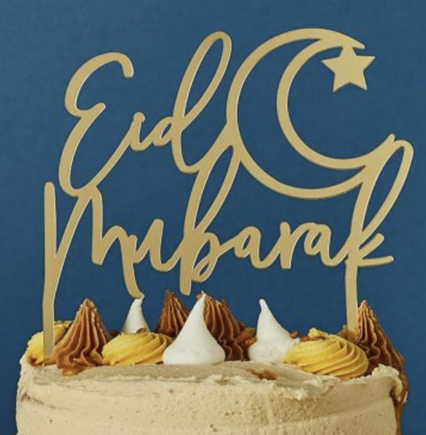 Gold 'Eid Mubarak' Acrylic Cake Topper