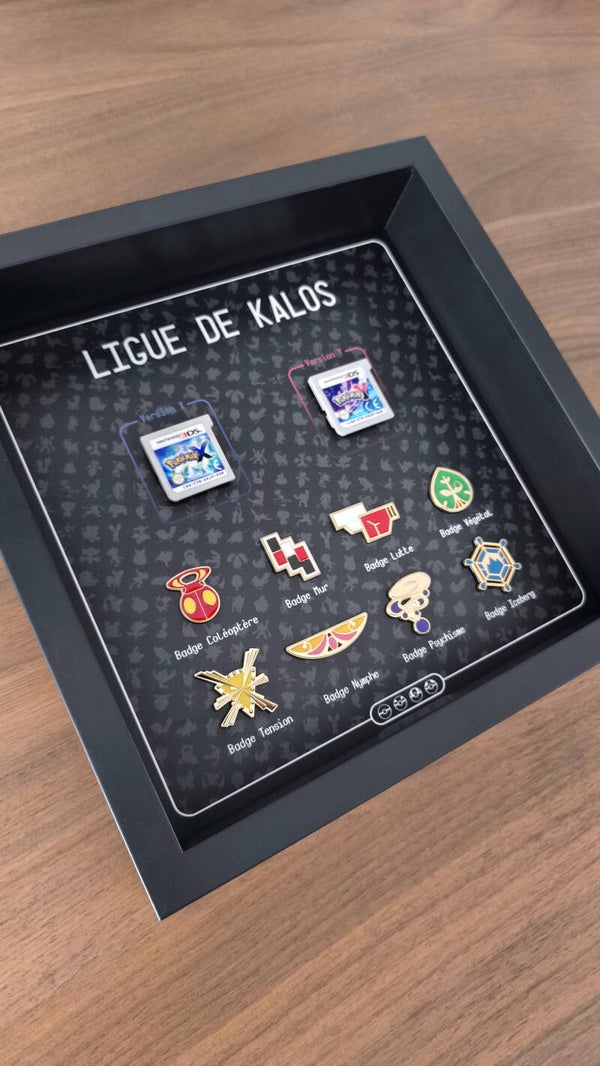 Cadre Pokemon génération 6 avec jeux et badges