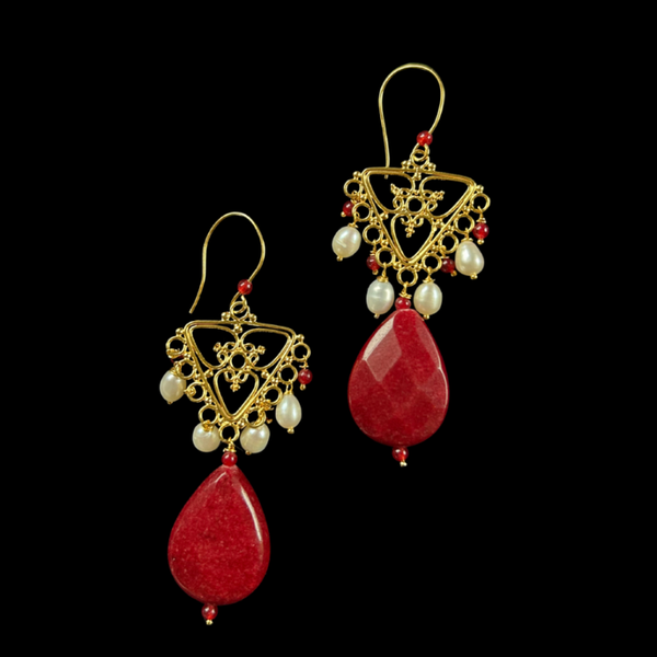 Oorbellen van jade en zoetwaterparels