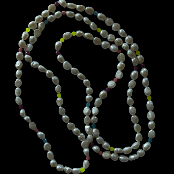 Zoetwater parel ketting met jade edelstenen