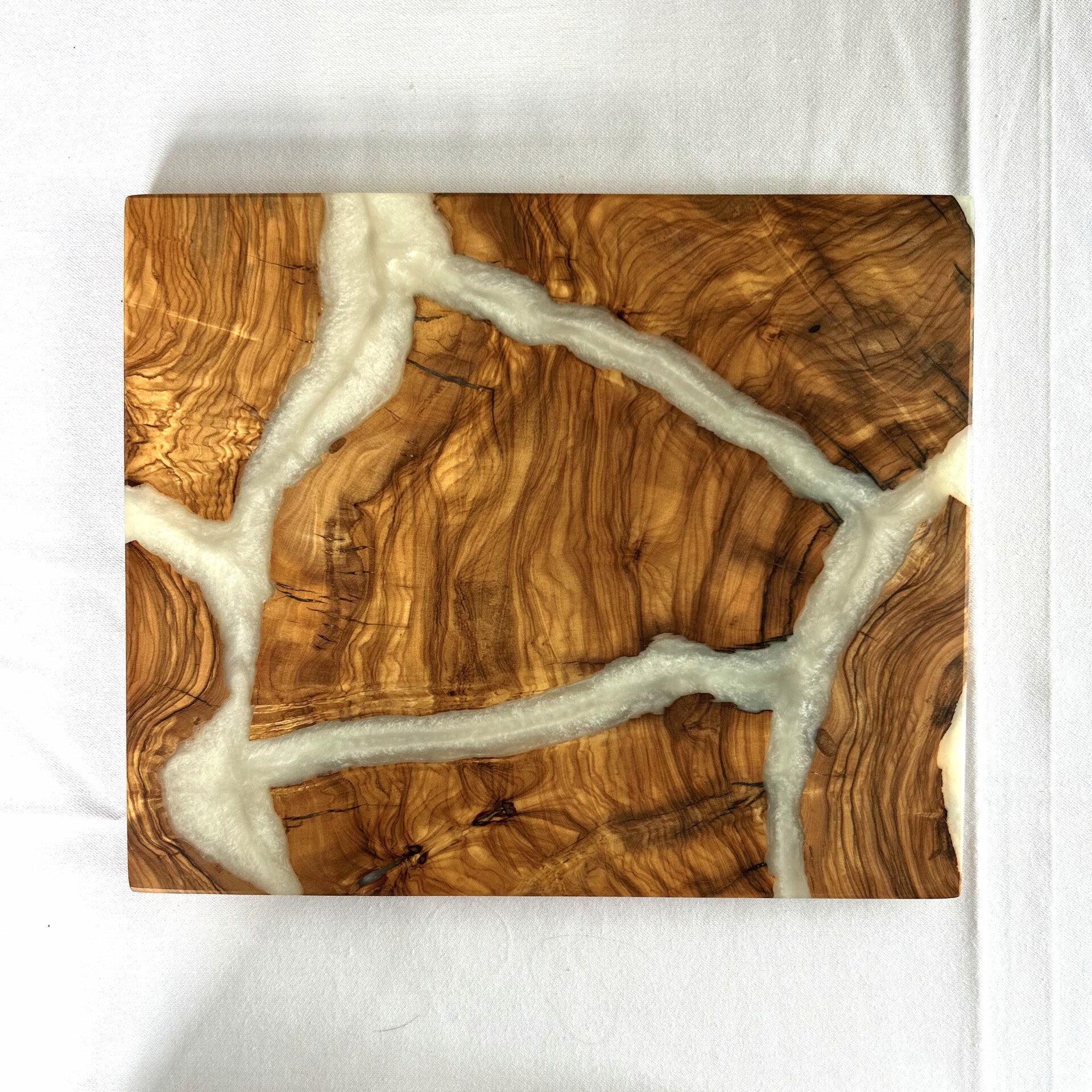 Olijfhout & Epoxy mini snijplank - Parelmoer