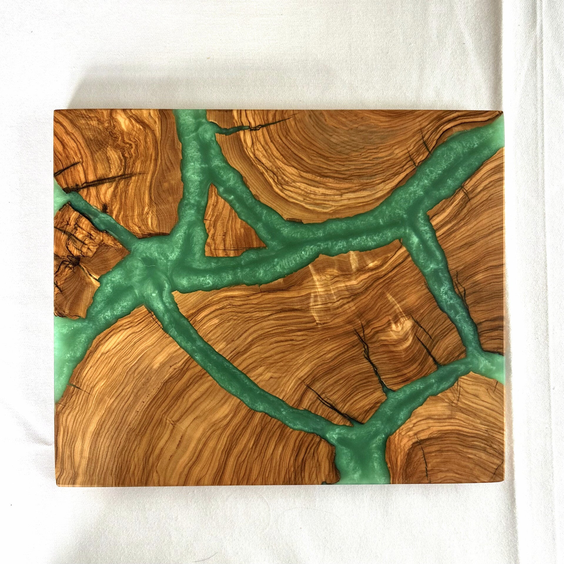 Olijfhout & Epoxy mini snijplank - Turquoise