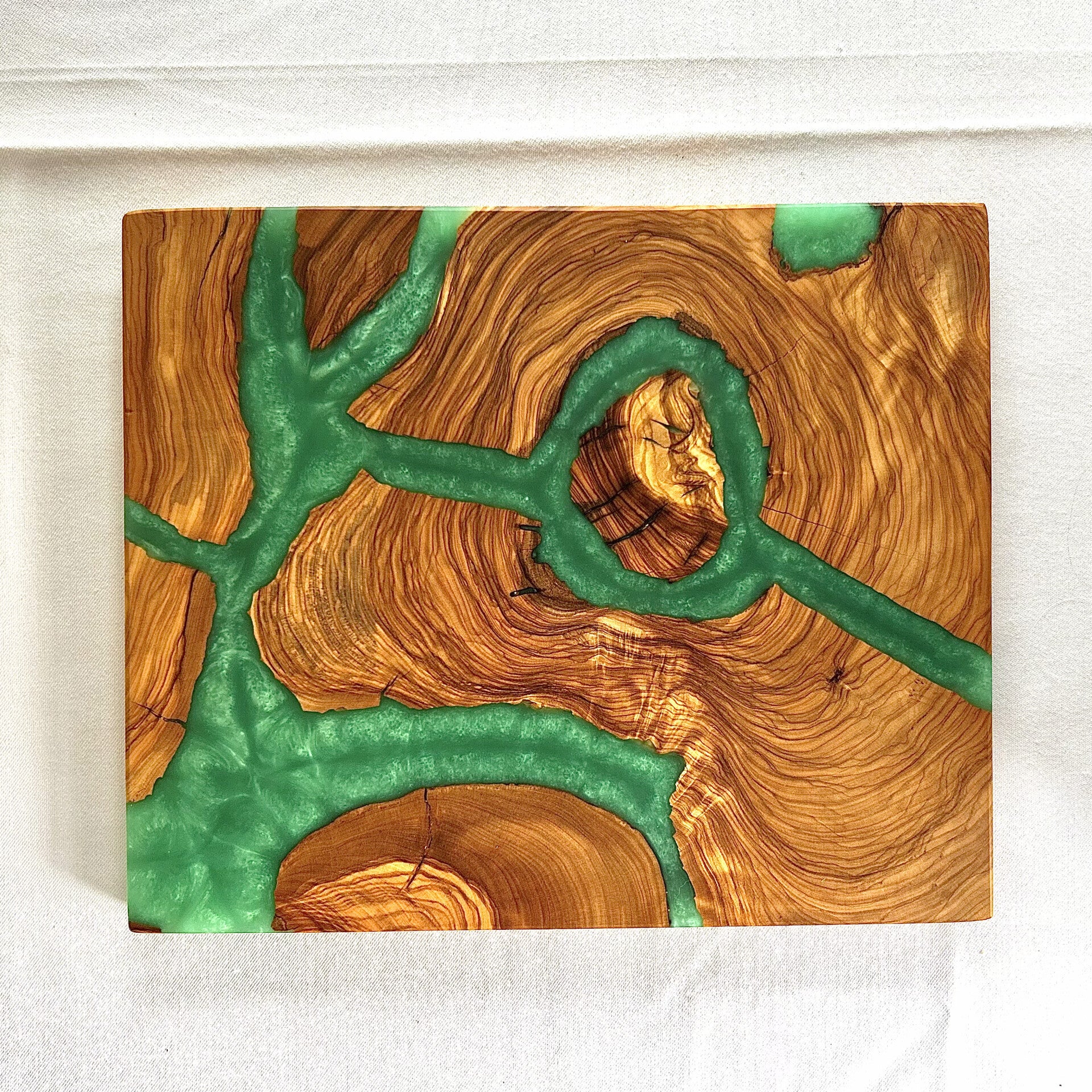 Olijfhout & Epoxy mini snijplank - Turquoise