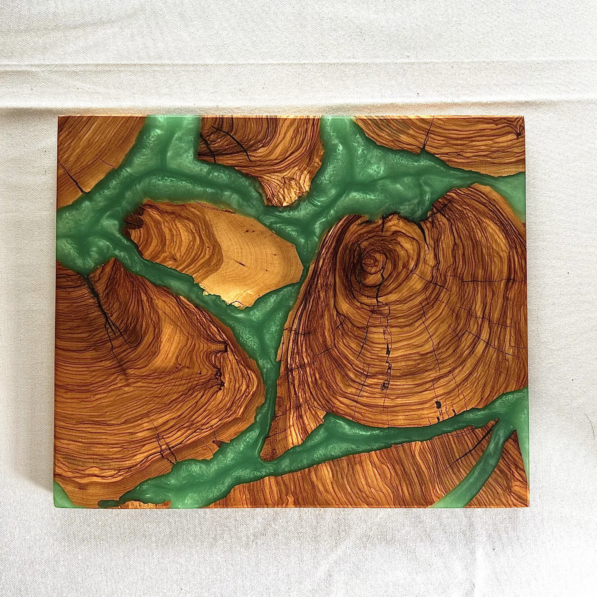 Olijfhout & Epoxy mini snijplank - Turquoise