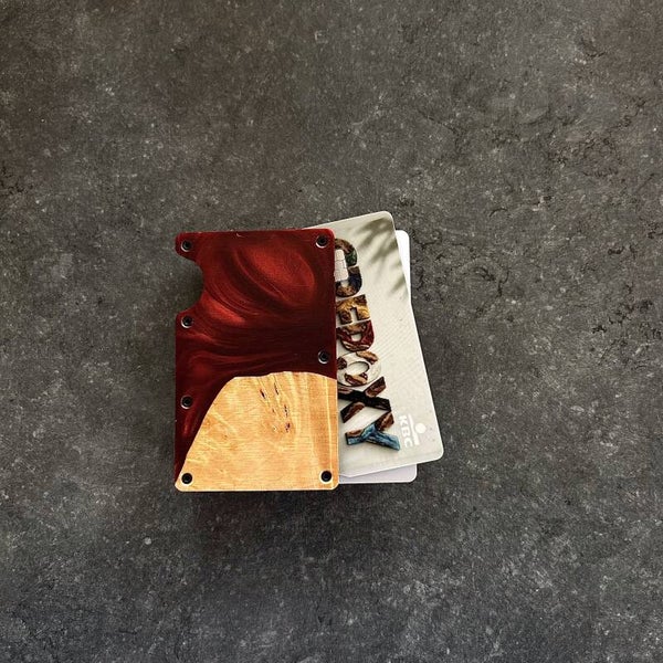 Olijfhout & Epoxy kaarthouder - Bordeaux
