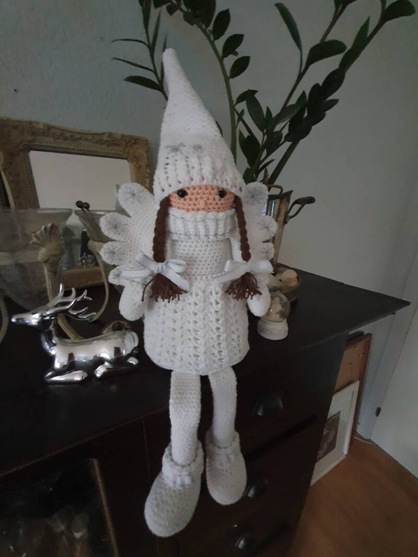 Hæklet hvid Juleengel