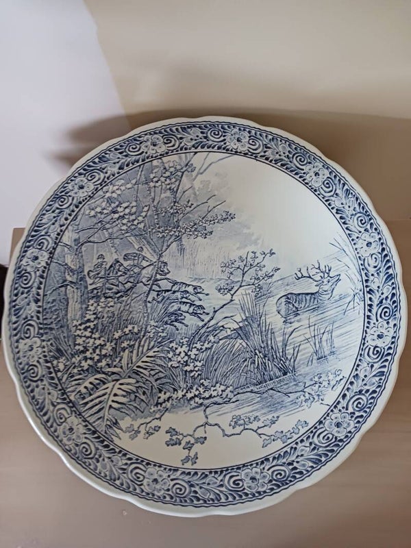 Grand plat bleu de Delft, Boch .
