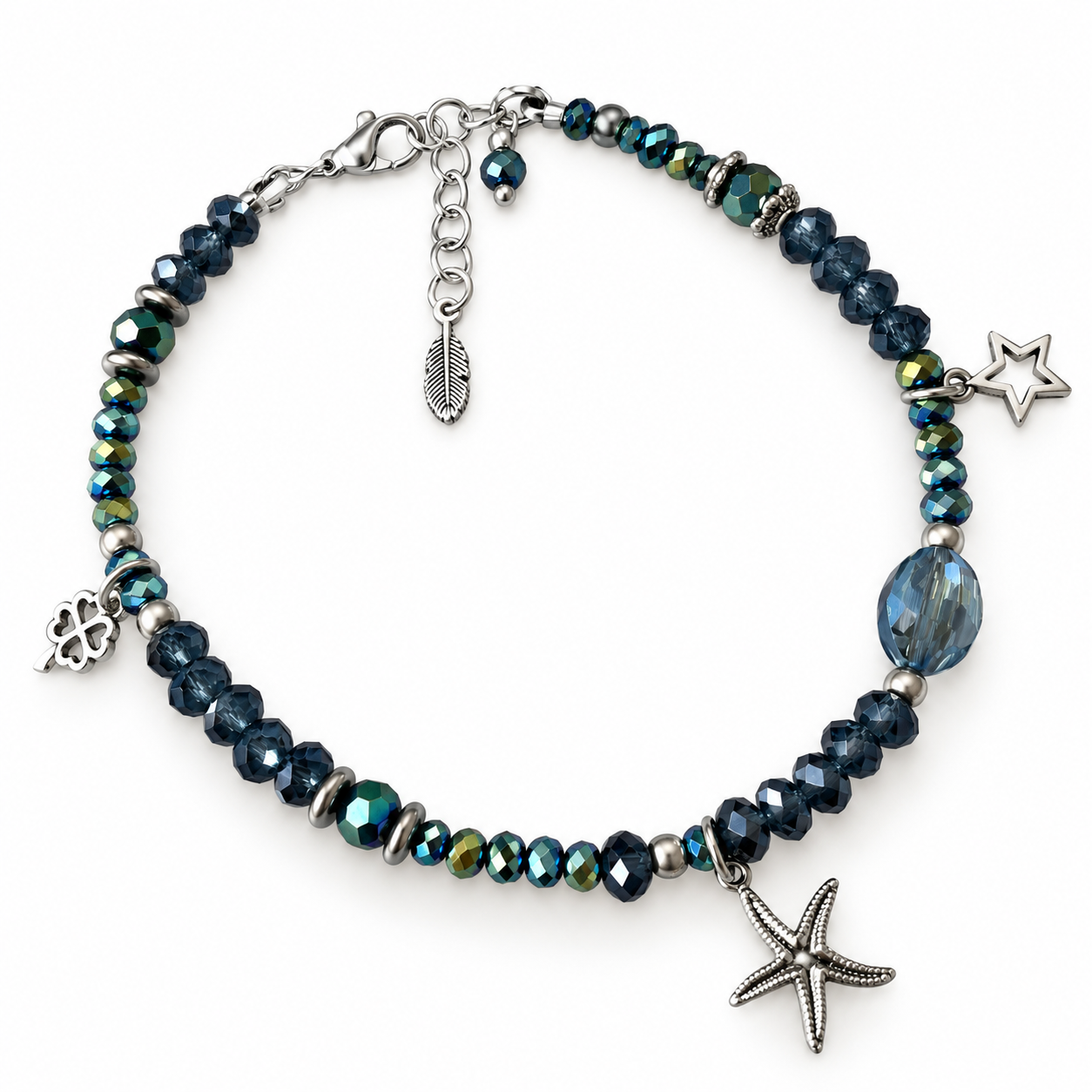 Enkelbandje blauw meerkleurig EZ007