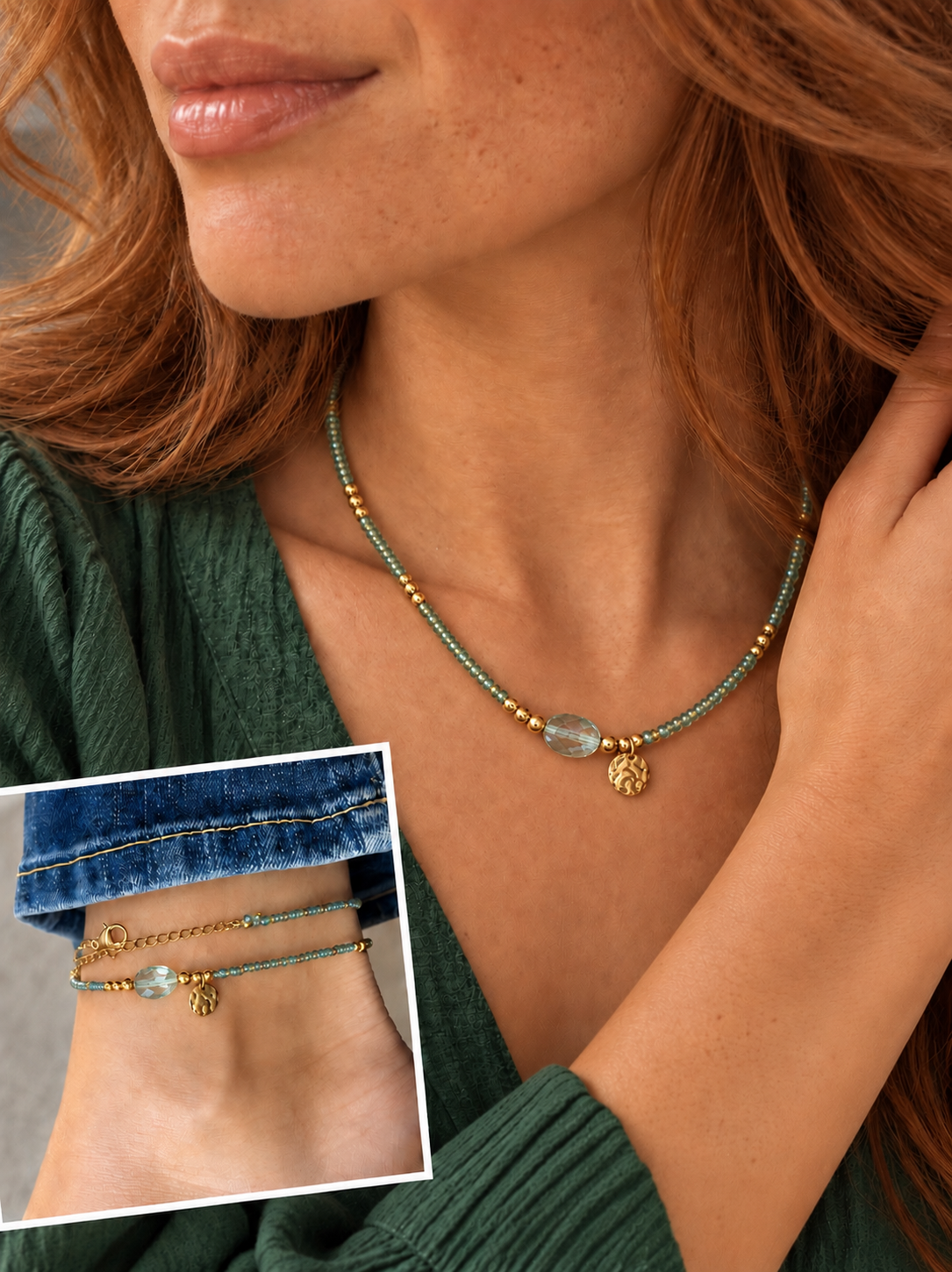 Ketting/Enkelbandje Groen KG011