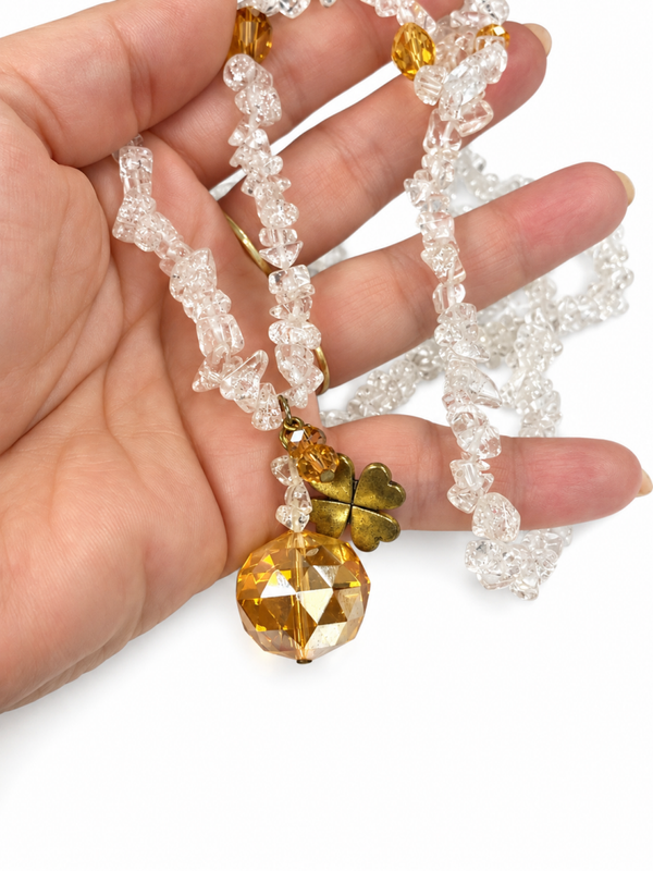 Lange ketting met GlasTopaas KG022