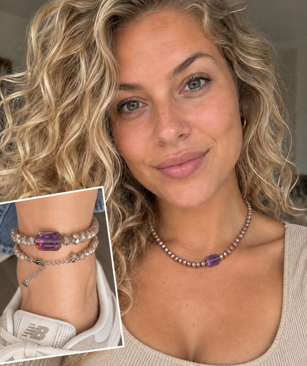 Ketting/Enkelbandje met Glasfacet KZ008