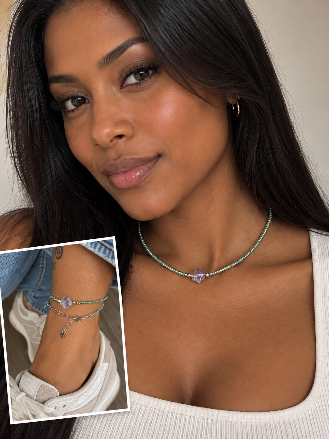Ketting/Enkelbandje Groen KZ023