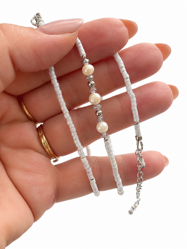 Ketting/Enkelbandje Parelmoergrijs KZ025