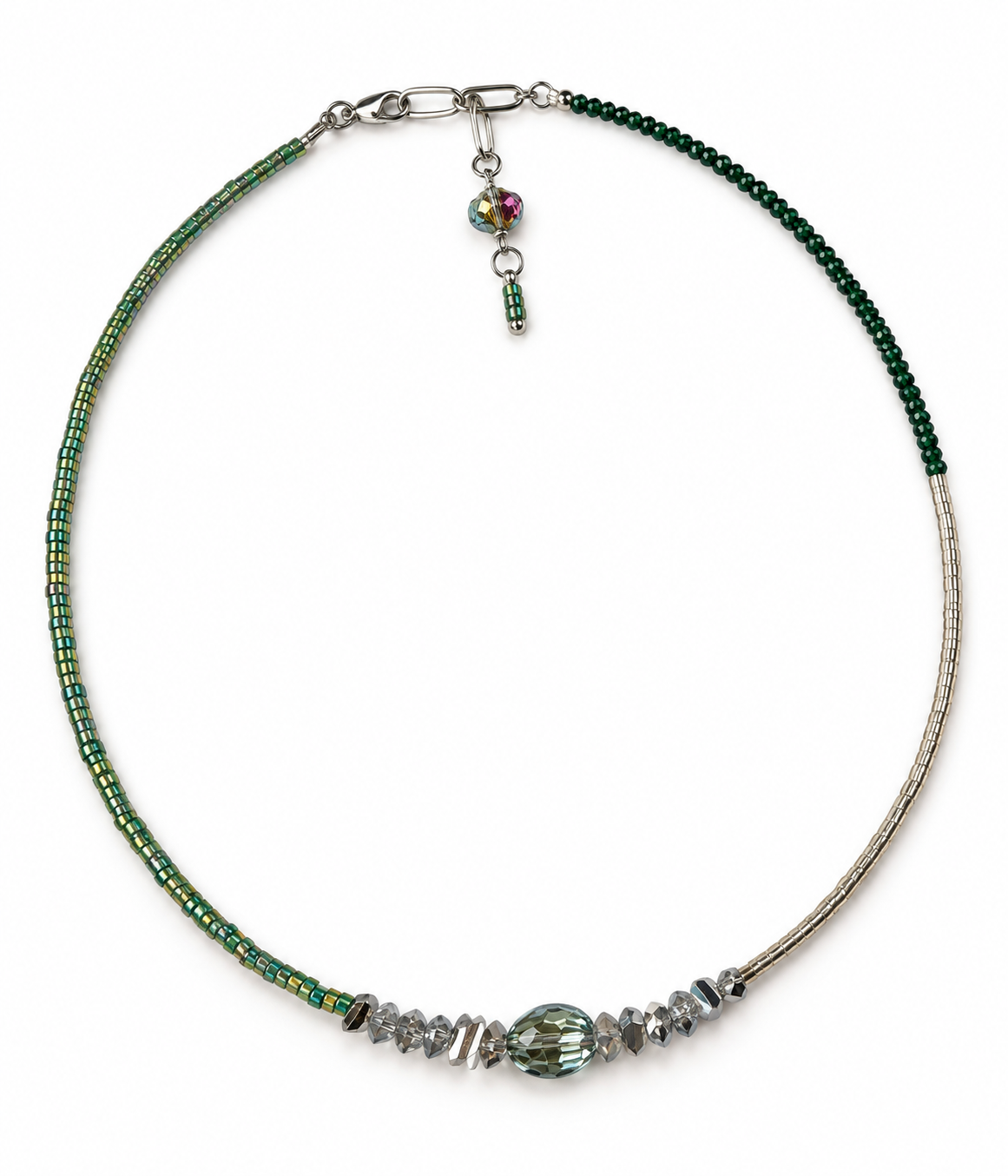 Ketting/Armband Green&Silver KZ038