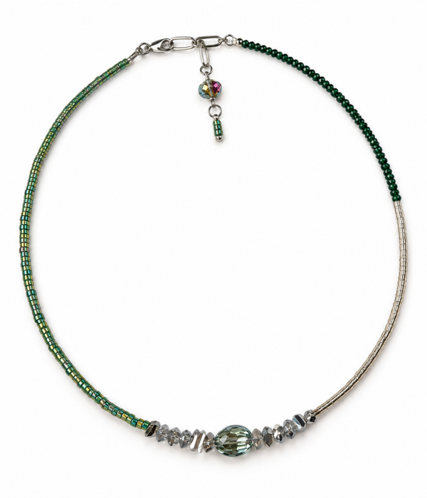 Ketting/Armband Green&Silver KZ038