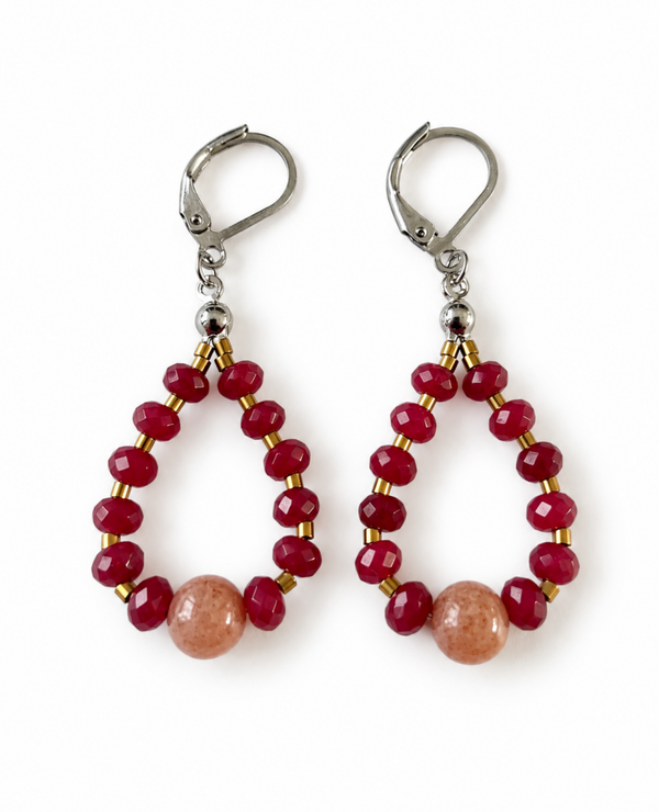 Oorbel Bordeaux Gemstone OZ054