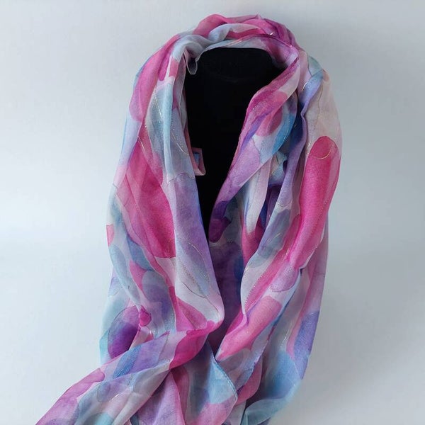 Fuchsia-Paarse Sjaal met Korrelmotief – Kleurrijk & Elegant - franjes