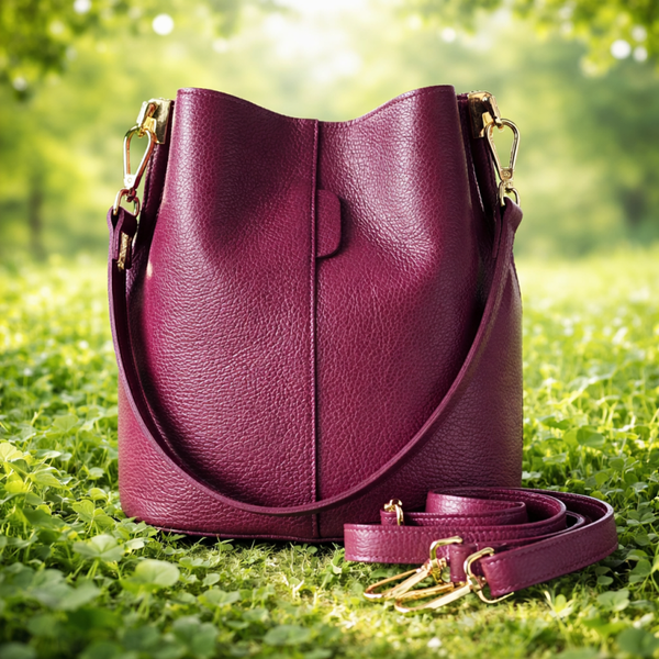 leren handtas dames bordeaux italiaans leer handmade - top kwaliteit schoudertas met messing details - luxe tijdloos design