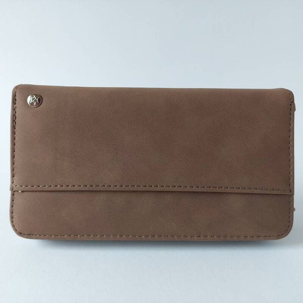 PORTEMONNEE Michelle - kleur bruin - ruim - suede look - 5 vakken - groot