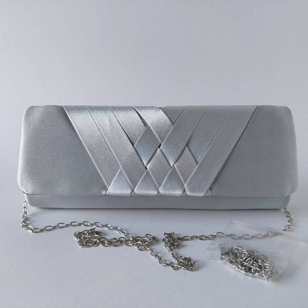 Clutch zilver - Dames - envelop model - Satijn - magneet sluiting