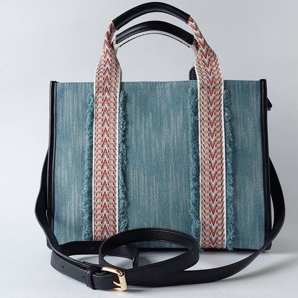 vlotte jeans hand- en schoudertas - ruime dames tas - stijlvol denim design - praktisch en comfortabel