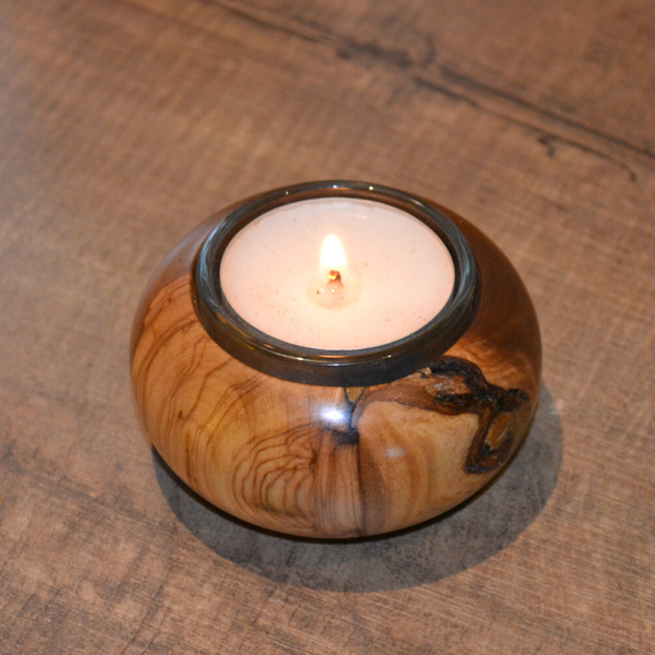 Apple wood Tea light holder
