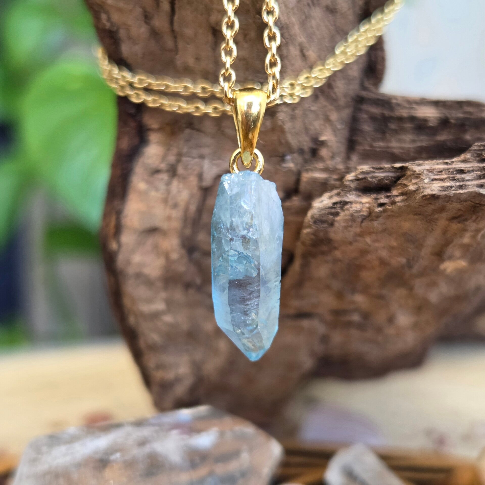 Aqua Aura Hanger verguld goud (925 Zilver)