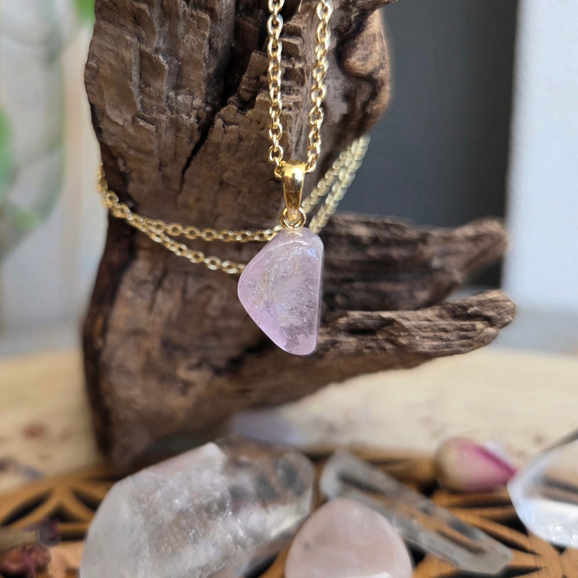 Roze Kunziet Hanger verguld goud (925 Zilver)