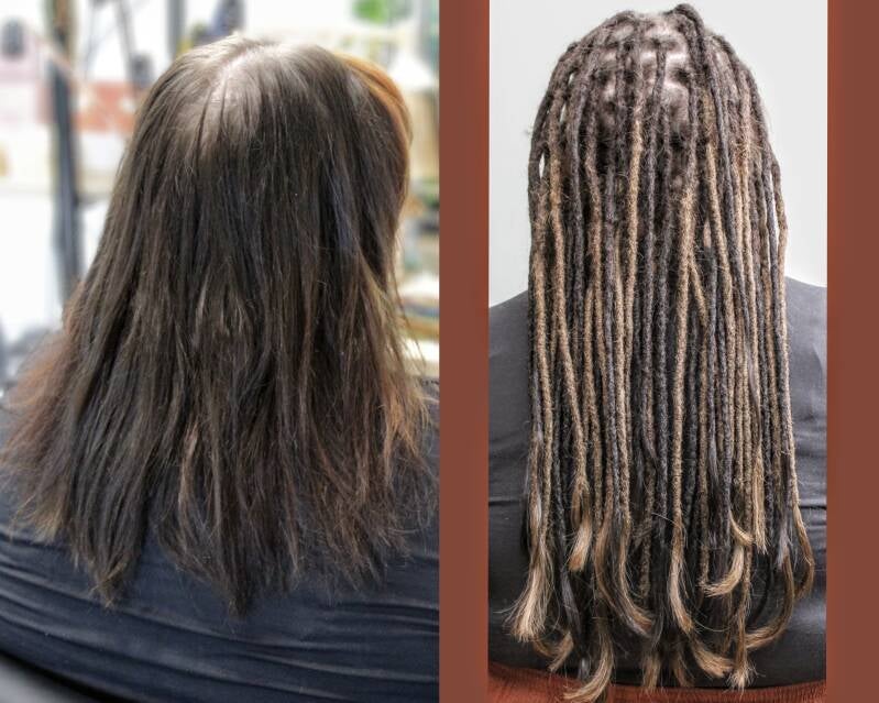 Koko pään takutus aitohiuspidennyksillä