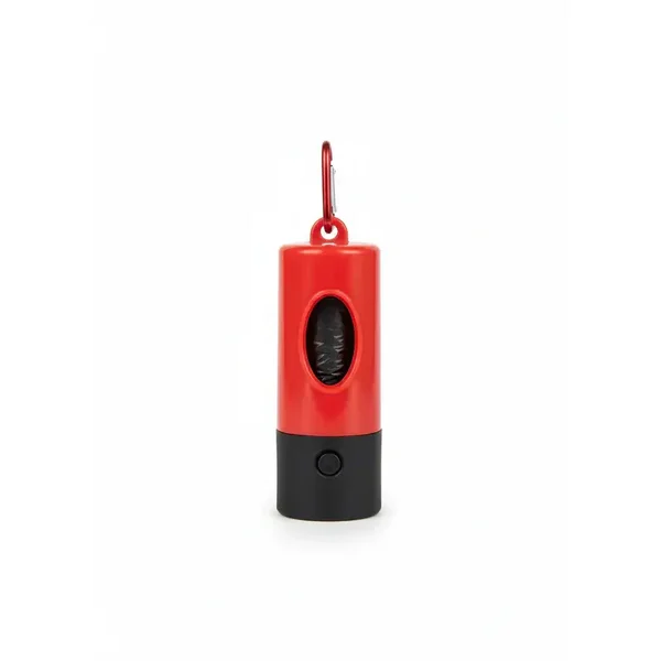 Distributeur de sacs pour chien avec lampe de poche LED rouge