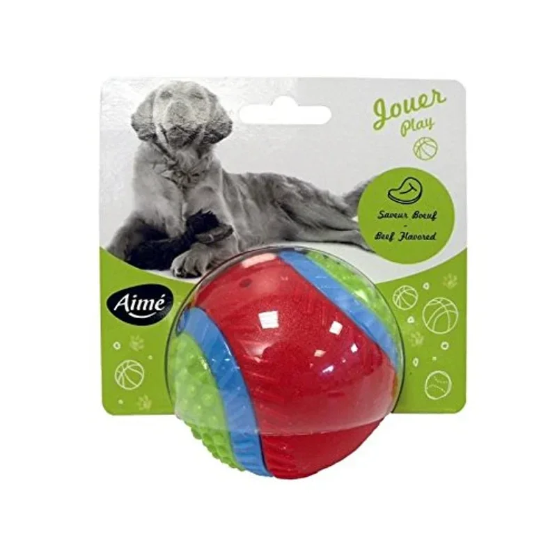 Balle pour Chiens 8 cm Texturée, Arôme de Viande, Sonore
