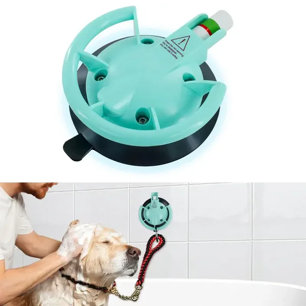Ventouse pour bain de chiens et chats, fixation sécurisée, 4 anneaux, bleu