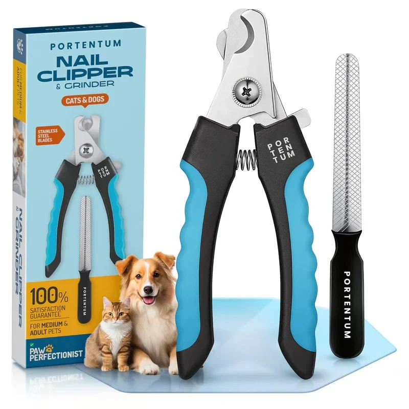 Coupe-ongles PORTENTUM pour Animaux - Avec Protecteur de Sécurité et Acier Inoxydable - Usage Professionnel et Domestique