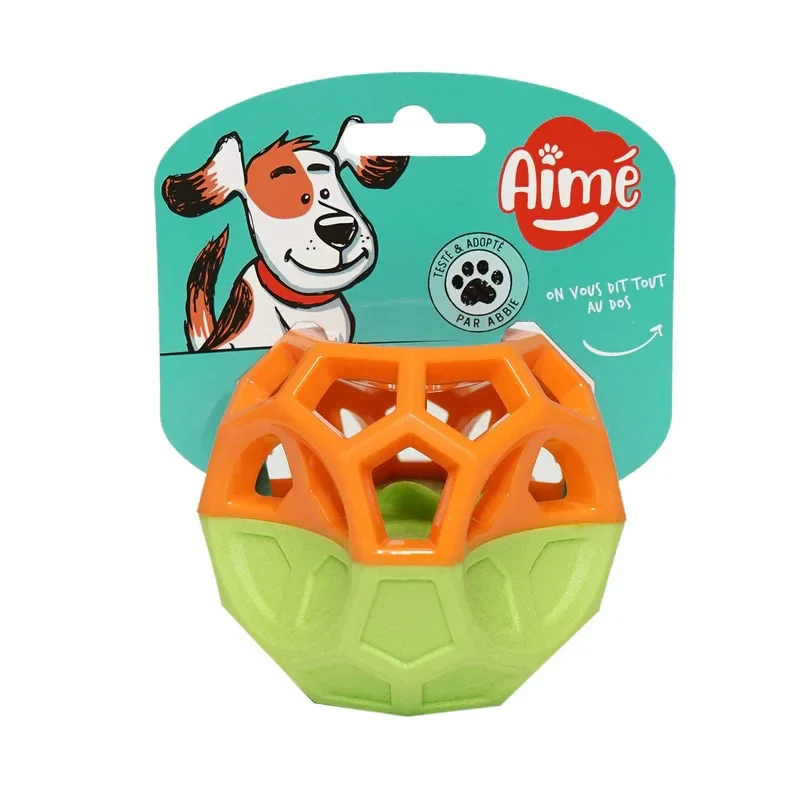Balle en silicone pour chien, 9 cm, flottante, avec son et distributeur