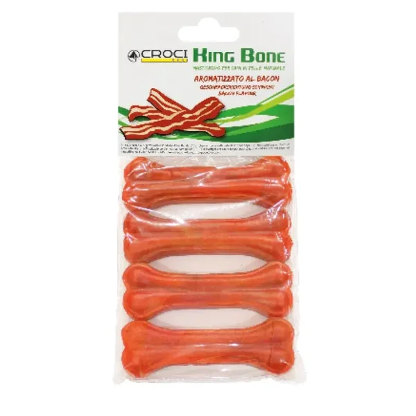 Os de bacon King Bone pour chiens - - 4 PCS 10 cm - 35 gr