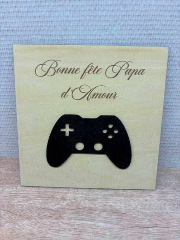 Cadre papa geek avec manette de jeux