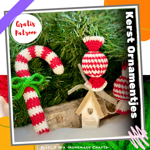 Kerstornamentjes - Snoepje & Zuurstok Haken - Gratis PDF Haakpatroon