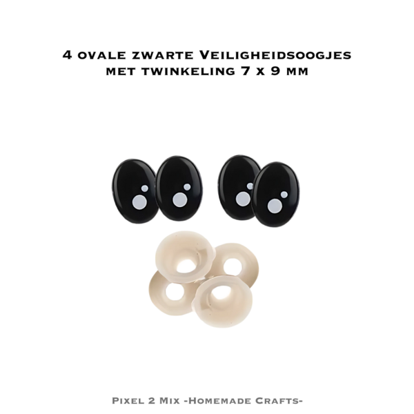 Ovale Veiligheidsoogjes met Twinkeling 7 x 9 mm – 4 stuks (2 paar) voor Knuffels